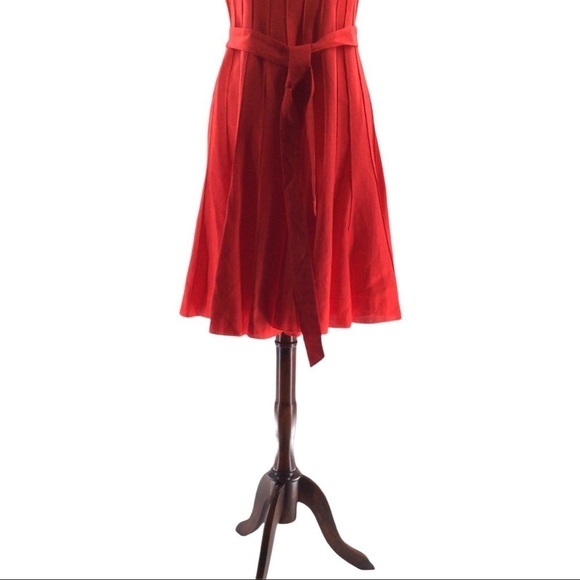 New Direction Dress Linen Blend Pleated Pintuck Tie Waist Dress - Picture 2 of 15